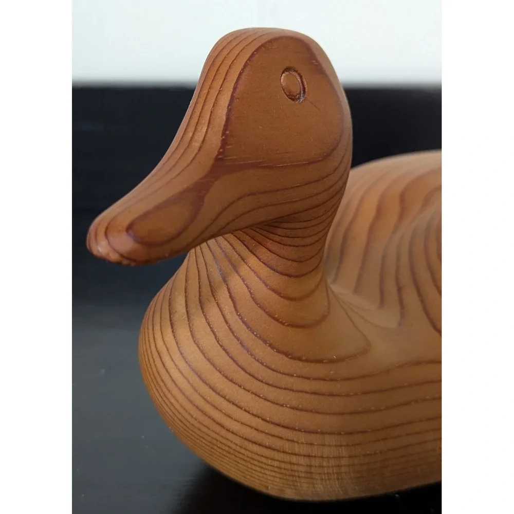 Hand-Carved Solid Wood Duck Decoy Natural Finish 11‎ 1/2